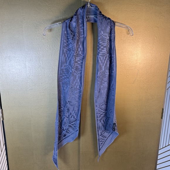 Marc Jacob's 100% Silk Scarf Purple Two Tone Geometric Pointed Ends - Picture 7 of 16